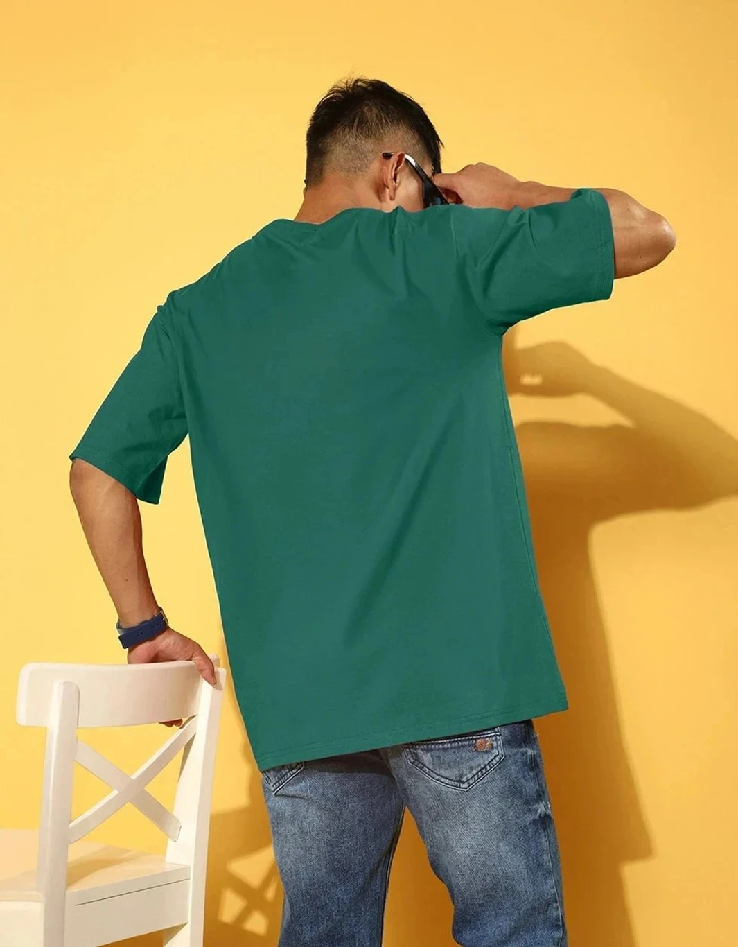 STYLENSE Oversized Men Printed Round Neck Cotton Blend Dark Green T-Shirt thumbnail 6