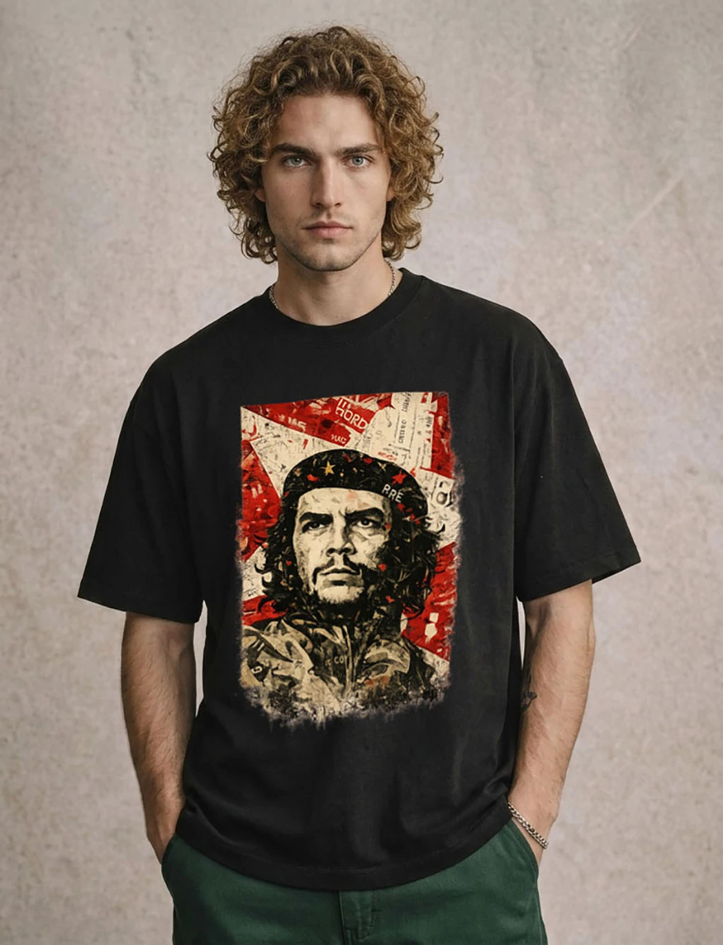 THE SOUTH STORE Men Printed Round Neck Pure Cotton Black T-Shirt